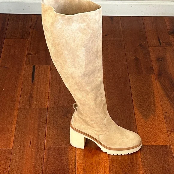 Free People Cream Over the Knee Boots Size 10.5 - Picture 2 of 16